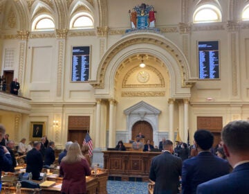 New Jersey's Democrat-led Assembly comes into session on the final day of the current term, Monday, Jan. 8, 2024, in Trenton, N.J. Among the dozens of bills lawmakers are set to consider on Monday is a bill that will raise their pay from $49,000 to $82,000 a year, along with increases for the governor and other senior state officials. If enacted, the raises won't go into effect until 2026. (AP Photo/Mike Catalini)