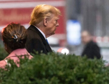 Former President Donald Trump leaves his apartment building, Thursday, Jan 25, 2024, in New York.