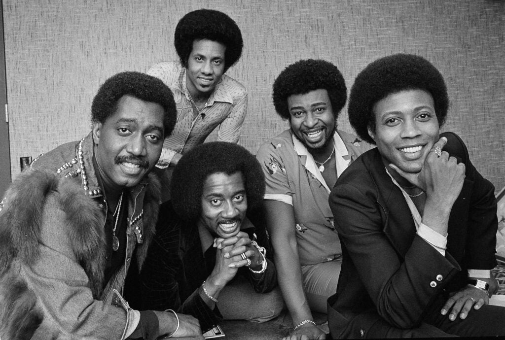 The Temptations singing group. From left are; Otis Williams, Melvin Franklin and Glenn Leonard. Back row from left, Richard Street and Dennis Edwards.