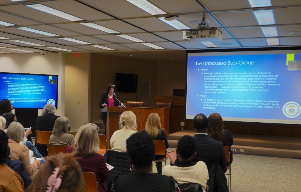 Sandra Garrison giving a presentation.