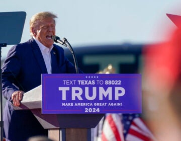 Trump speaking at a rally