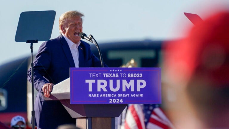 Trump speaking at a rally