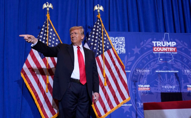 Election 2024 Trump Former President Donald Trump is seen during a campaign event in Atkinson, N.H., on Tuesday.
(AP Photo/Matt Rourke)