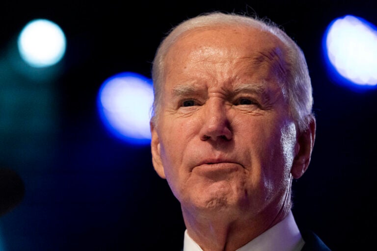 President Joe Biden speaks at a campaign event at Montgomery County Community College in Blue Bell, Pa.