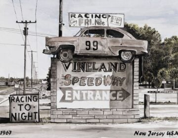 A sign reads Vineland Speedway Entrance