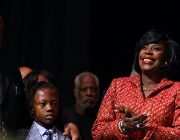 Philadelphia Mayor Cherelle Parker (right) with her family at her historic inauguration on Jan. 2, 2024.