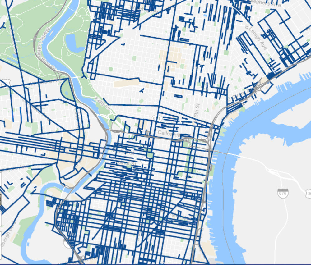 Live data from the city of Philadelphia's Snow Plow PHL map shows that entire neighborhoods had yet to be treated as of noon Friday