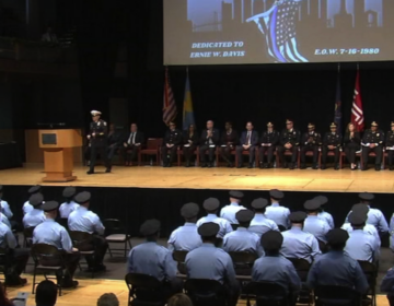 Police officers sitting in an auditorium
