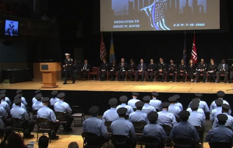 Police officers sitting in an auditorium