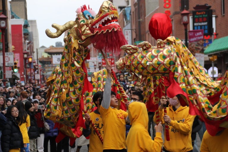 Chinatown celebrated the Year of the Dragon during the Lunar New Year Parade on Feb. 11. 2024. (Cory Sharber/WHYY)