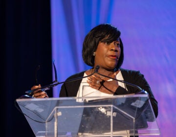 Cherelle Parker speaking at a podium