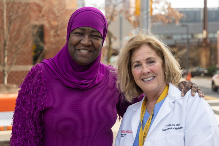 Sandra Johnson, a patient who’s suffered because of prior authorization delays, and Catherine Trillo, a registered nurse