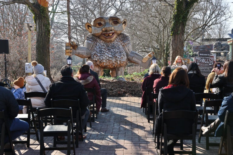 Philadelphia Zoo welcomes Thomas Dambo's ''Trolls'' with a ceremony at the zoo entrance.