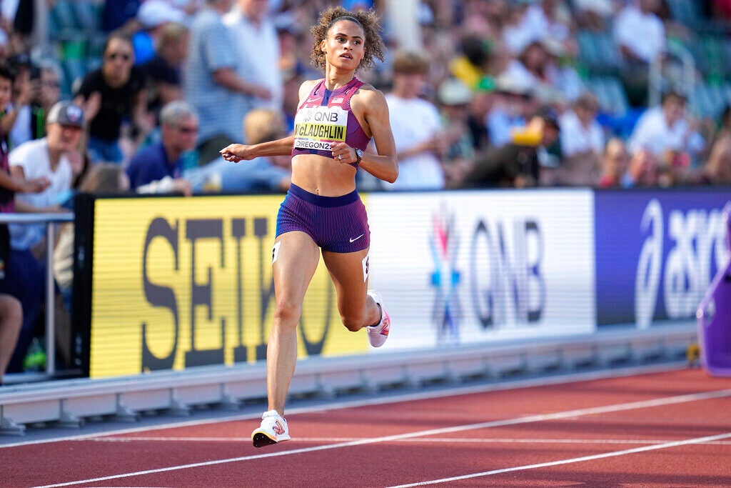Sydney Mclaughlin running on a track