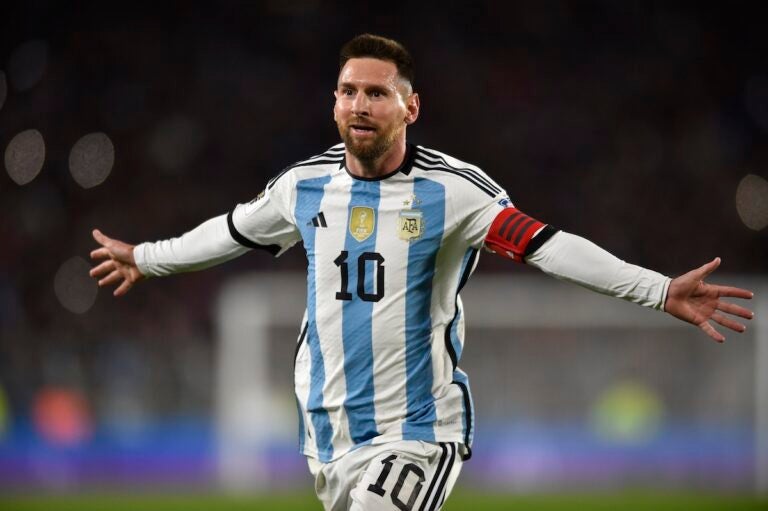 File photo: Argentina's Lionel Messi, celebrates scoring his side's first goal against Ecuador during a qualifying soccer match for the FIFA World Cup 2026, at Monumental stadium in Buenos Aires, Argentina, Thursday, Sept. 7, 2023.