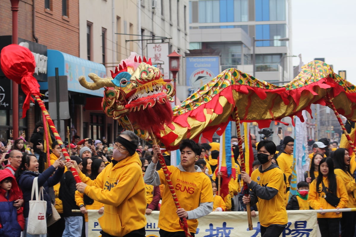 Chinatown celebrated the Year of the Dragon during the Lunar New Year Parade on Feb. 11. 2024. (Cory Sharber/WHYY)