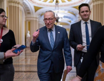 Senate Majority Leader Chuck Schumer, D-N.Y., discusses next steps for the foreign aid package for Ukraine and Israel on the day after the bipartisan Senate border security bill collapsed, at the Capitol in on Wednesday.