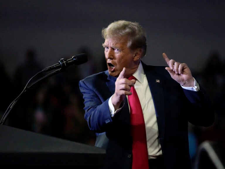 Republican presidential candidate former President Donald Trump speaks at a Get Out The Vote rally at Coastal Carolina University in Conway, S.C., Saturday, Feb. 10, 2024.