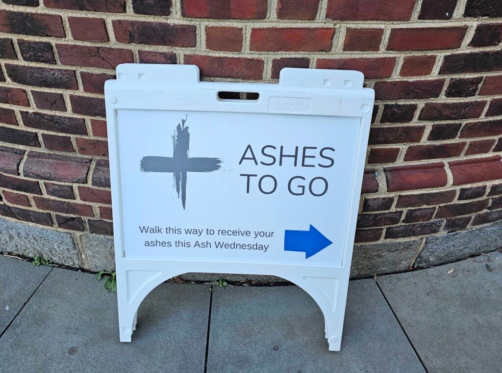 Sign advertising Ashes to Go