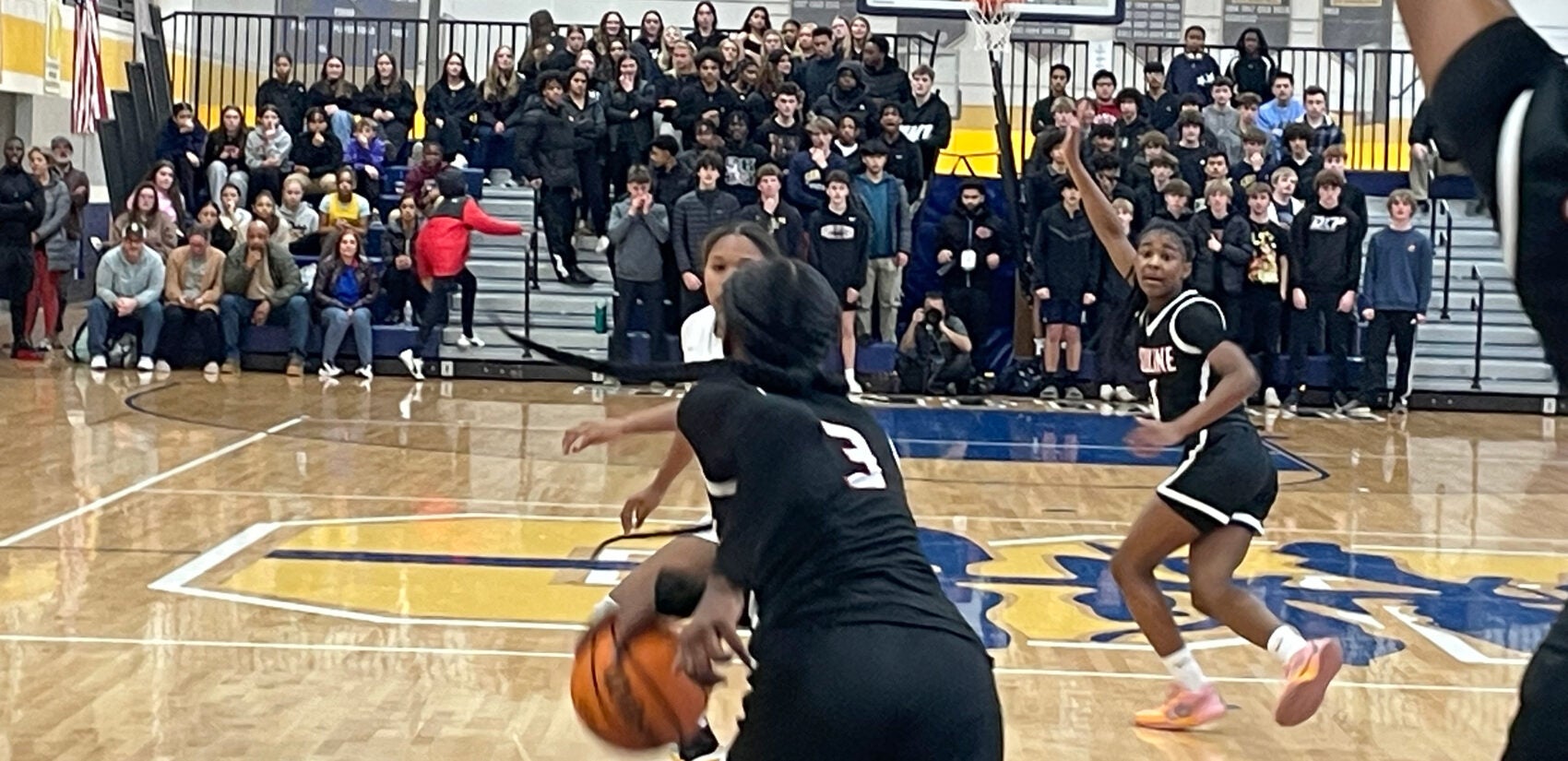 A scene from the basketball game
