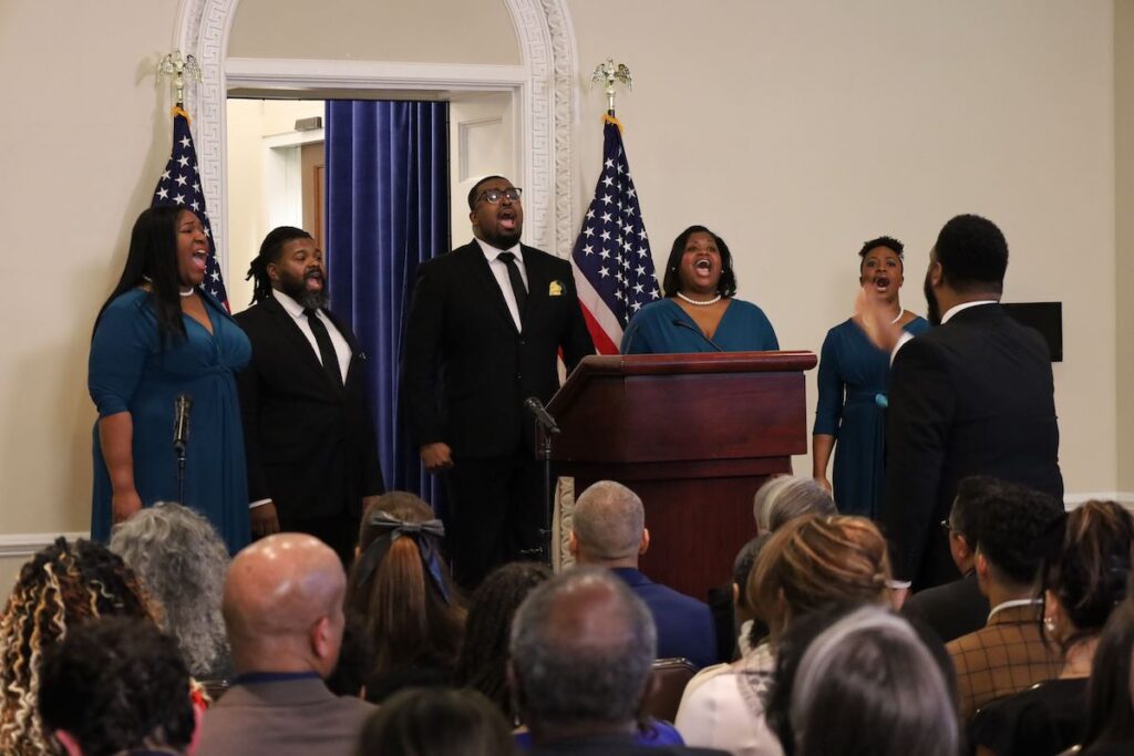 Roderick Giles and Grace choir perform at White House Black History Descendants day event.