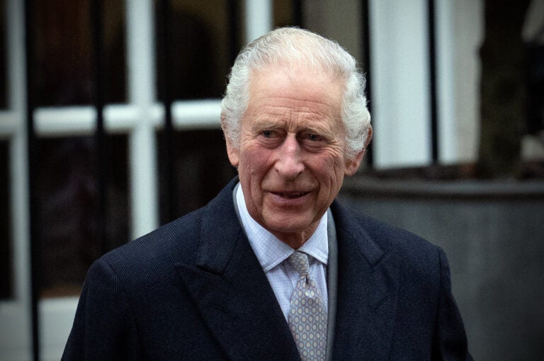 King Charles III departs the London Clinic after receiving treatment for an enlarged prostate on Jan. 29. (Photo by Carl Court/Getty Images)