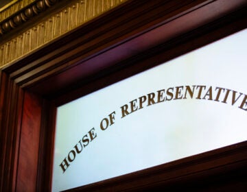 A sign that reads House of Representatives inside the Pennsylvania Capitol in Harrisburg.