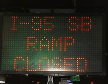 Road sign saying the ramp is closed
