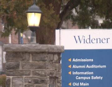 A sign reads Widener University