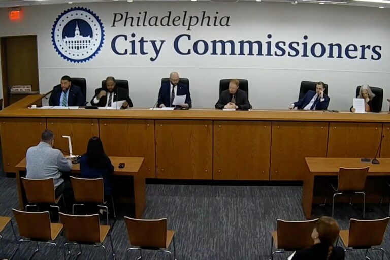 The Philadelphia City Commissioners at a meeting in early 2024.