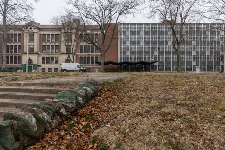 Former Germantown High School building seen from a distance