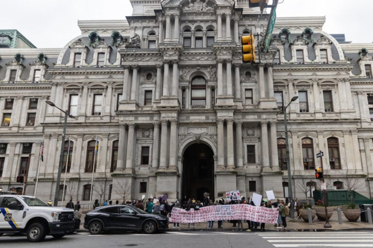 Advocates for harm reduction rallied outside City Hall in Philadelphia on March 7, 2024.