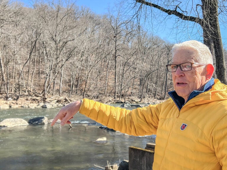 Bob Hurka points towards the Brandywine RIver