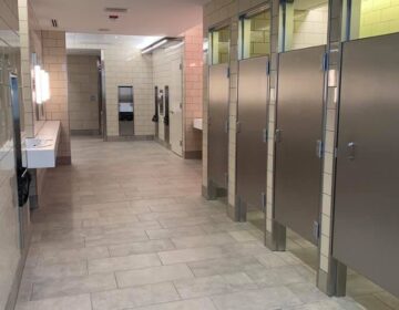 An October 2020 photo shows a newly renovated bathroom at Philadelphia International Airport.