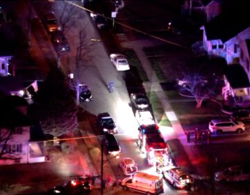 Overhead view of a scene in Hamilton Township after a police officer was shot