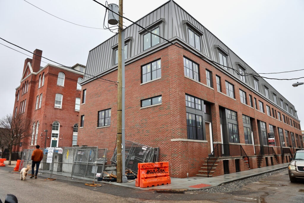 An apartment building viewed from the outside