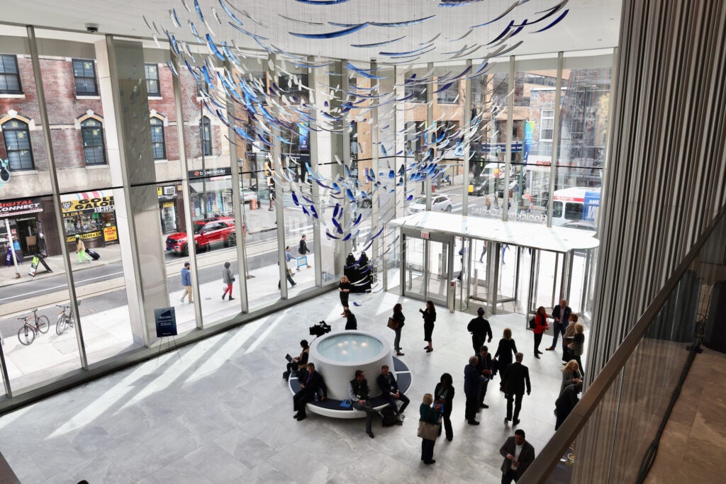 The atrium inside the new building