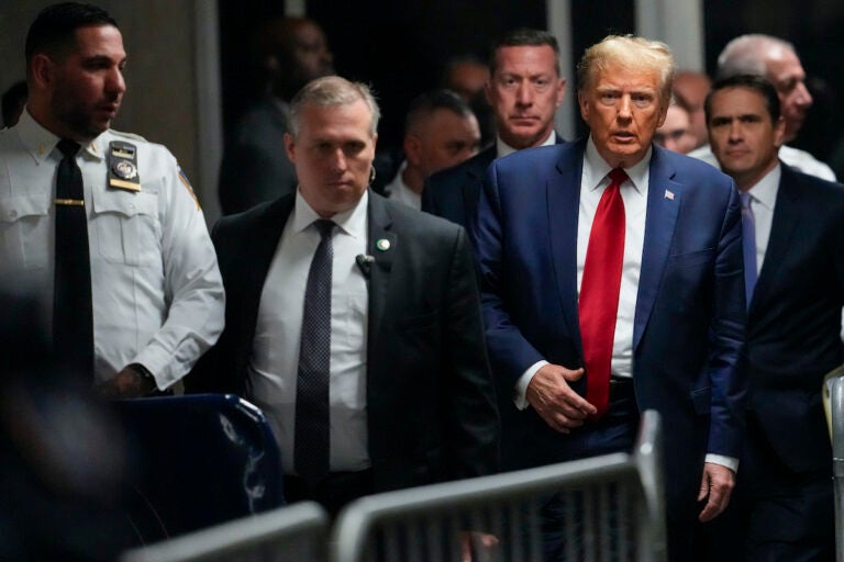 File photo: Former President Donald Trump leaves Manhattan criminal court, Feb. 15, 2024, in New York.