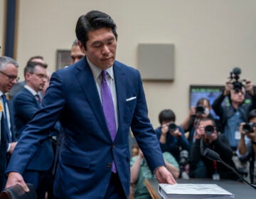 Special counsel Robert Hur takes his seat as he appears before the House Judiciary Committee for a hearing on whether President Joe Biden had mishandled classified information after his time as vice president, at the Capitol in Washington, Tuesday, March 12, 2024.