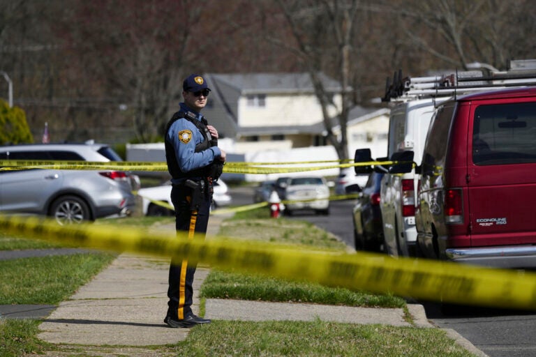 Police respond to a neighborhood after a shooting in Levittown, Pa., Saturday, March 16, 2024. Authorities have issued a shelter-in-place order following the shooting of multiple people in a suburban Philadelphia township. (AP Photo/Matt Rourke)