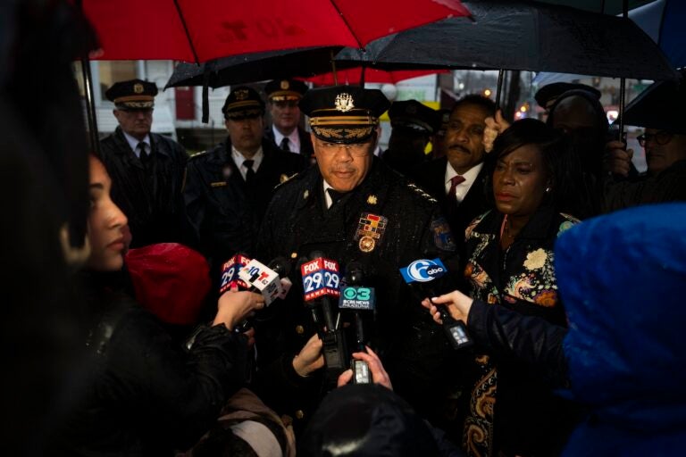Philadelphia Police Commissioner Kevin Bethel speaks with members of the media following a shooting in Northeast Philadelphia on Wednesday, March 6, 2024.