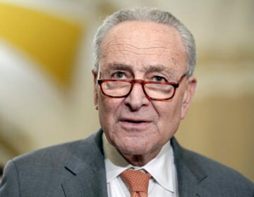 Sen. Majority Leader Chuck Schumer of N.Y., talks after a policy luncheon on Capitol Hill Wednesday, March 6, 2024, in Washington.