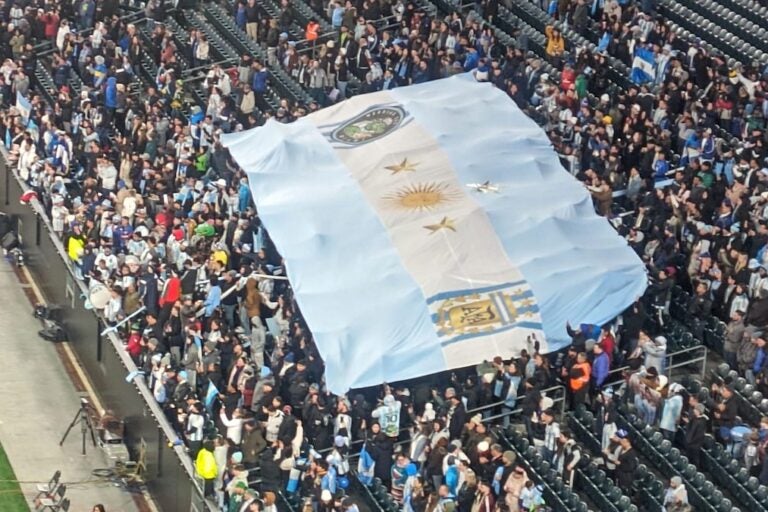 A banner in support of Argentina unfurled at a game