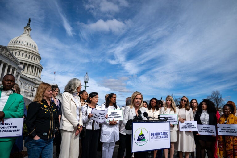 Amanda Zurawski, a guest to the State of the Union of Rep. Katherine Clark, D-Mass., speaks during a news conference held by members of the Pro-Choice Caucus and Democratic Women's Caucus at the U.S. Capitol on Thursday.