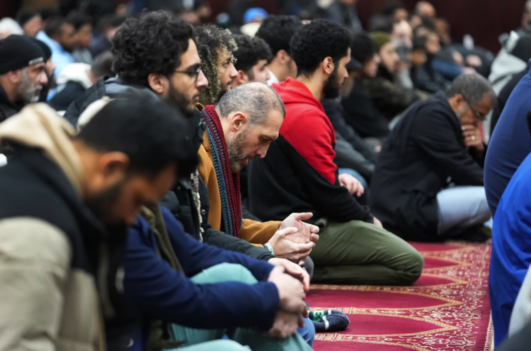 Muslim men at the Islamic Center