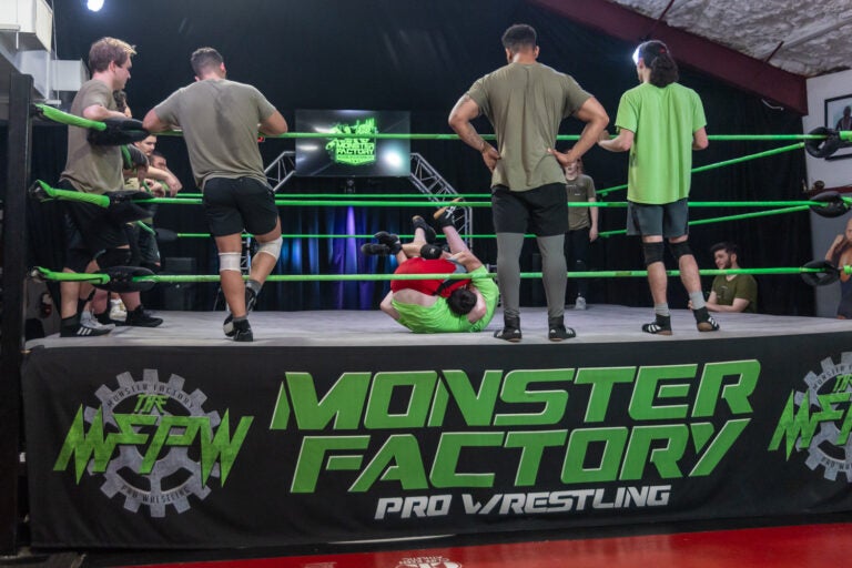 Tuesday night training at the iconic Monster Factory in Paulsboro, N.J. (Kimberly Paynter/WHYY)