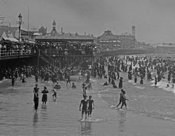 Vintage photo of a very crowded beach