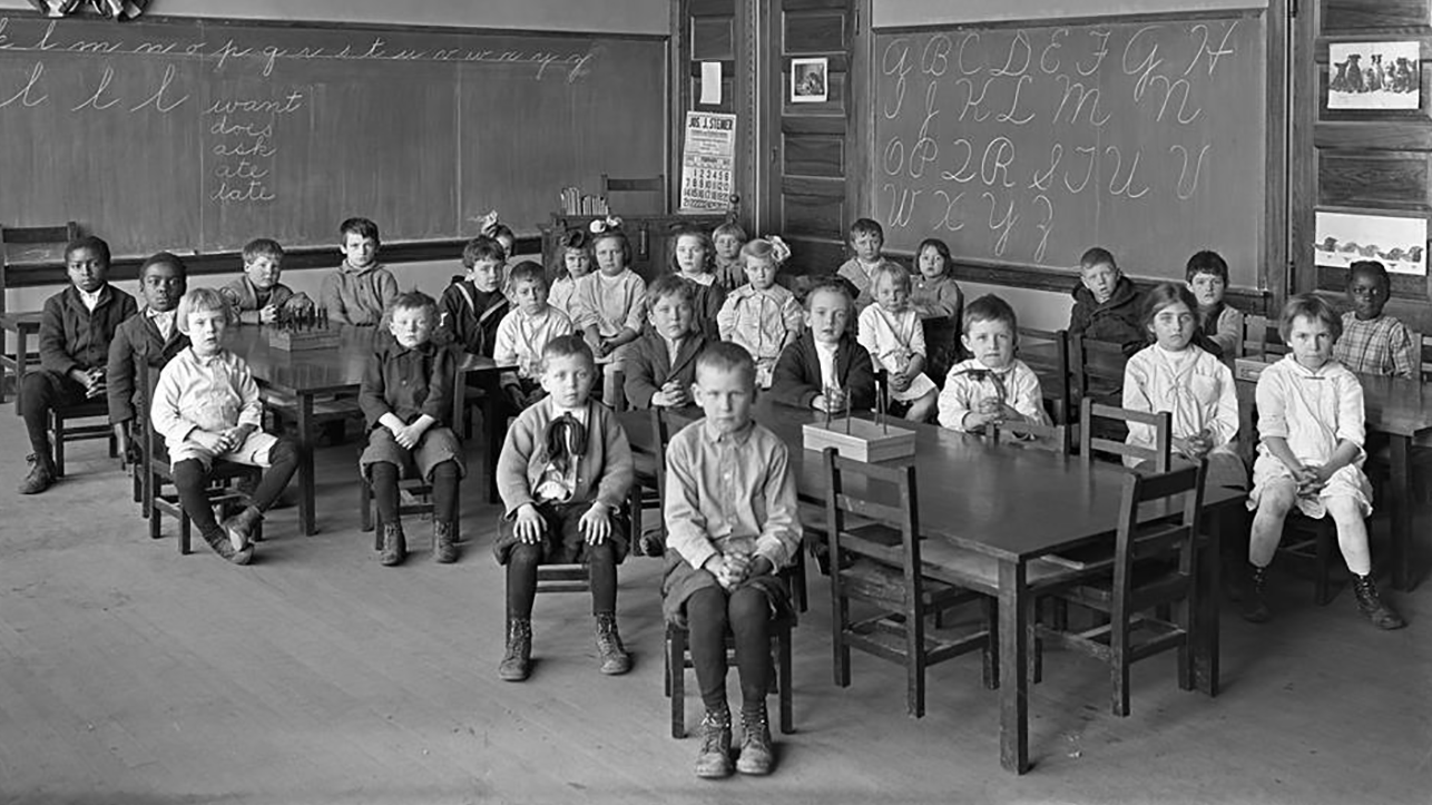 Vintage photo of children in a classroom
