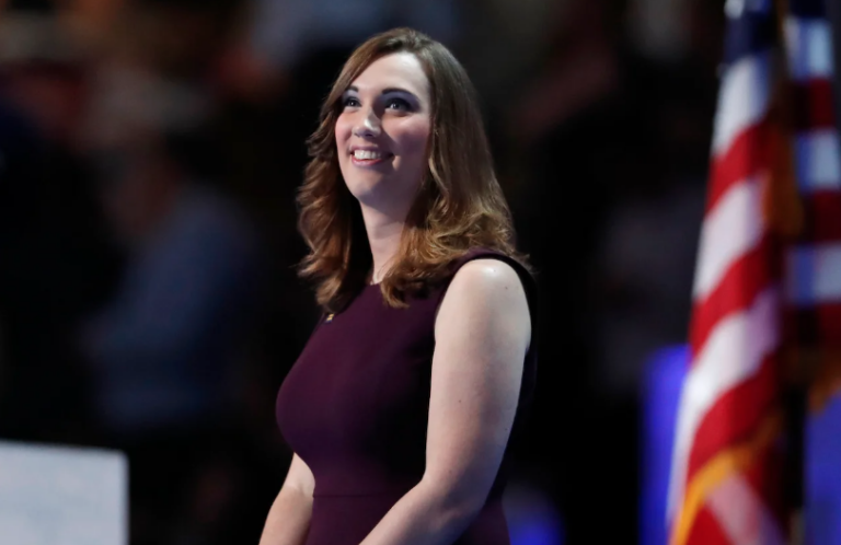 Delaware state Sen. Sarah McBride appears on stage