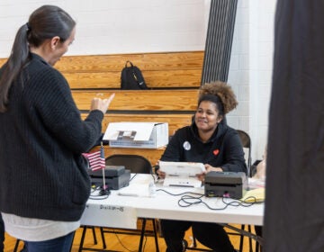 Didianna Victorino works at a polling station